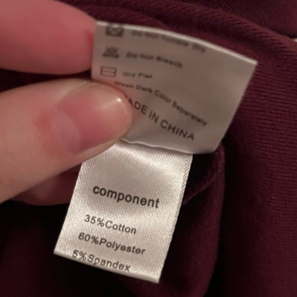 Messic Size Large Maroon Long Sleeve Top with Black/White Plaid Detailing - Picture 5 of 5